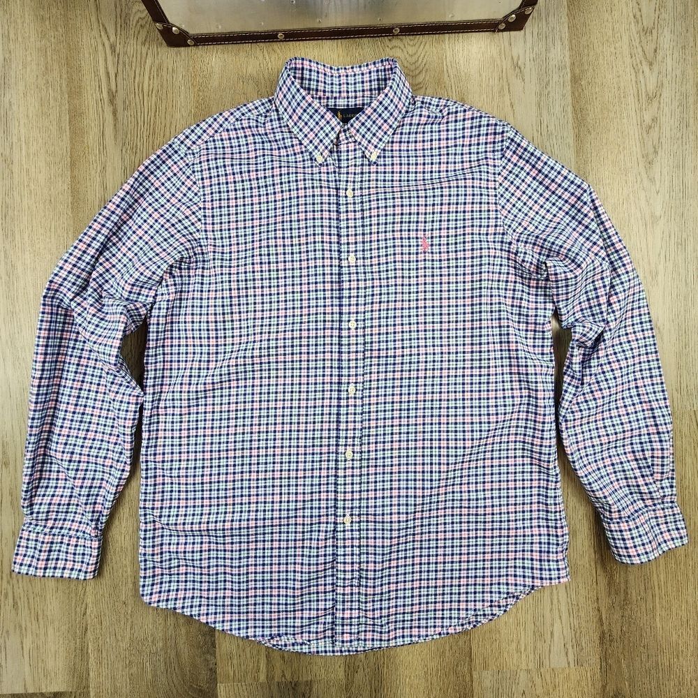 Ralph Lauren Classic Fit Plaid Oxford Button Down Shirt size L